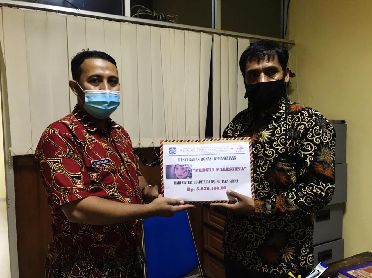 PENYERAHAN  DONASI RSJMS UNTUK PALESTINA MELALUI BIRO KESRA SEKDA PROVINSI  NTB. 